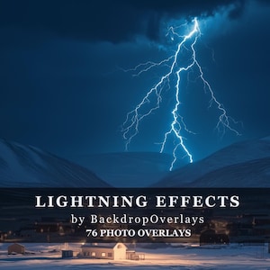 Lightning Effects Photo Overlays Stormy Sky Overlay Effects Digital Background Effects Realistic Photography PNG Overlays