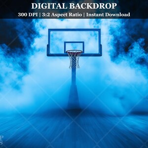 Blue Smoke Basketball Digital Backdrop Team Sports Photography Background Studio Photo Prop