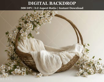 Newborn Digital Backdrop Floral Baby Portrait  Photography Background