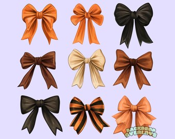 Cute Halloween Bows PNG Digital File Trendy Fall Sublimation Design Halloween TShirt Print Kawaii Bow Clipart
