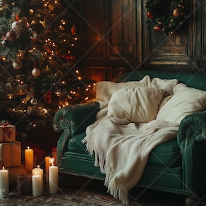 Christmas Digital Backdrop Warm Cozy Holiday Photography Background Composite Photo Prop