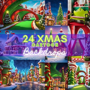 Weihnachten Digitale Kulissen Ville Digitale Hintergründe Cartoon Backdrop Overlays Wunderliche Kinder Porträts