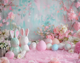 Easter Digital Backdrop Easter Bunny Digital Background Spring Kids Portrait Studio Backdrop Overlays Composite Photography PNG