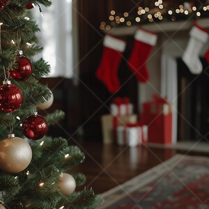 Festive Christmas Digital Backdrop Holiday Portrait Photography Background