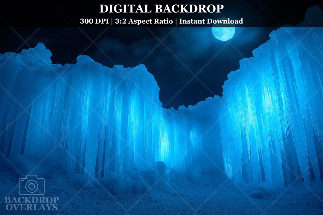Ice Castle Digital Backdrop Frozen Winter Photography Background ...