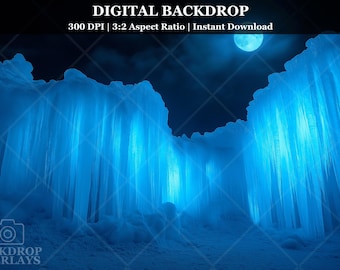 Ice Castle Digital Backdrop Frozen Winter Photography Background Digital Fantasy Studio Photo Prop