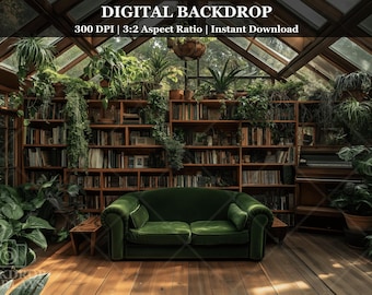Plant Library Digital Backdrop Home Office Virtual Meeting Background Photography Nature Studio Prop