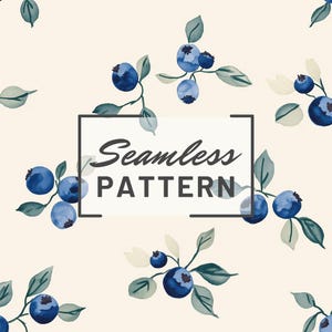 Blaubeere Musterdesign Frühling Fliesen Hintergrund wiederholen Design Digitales Papier PNG JPEG