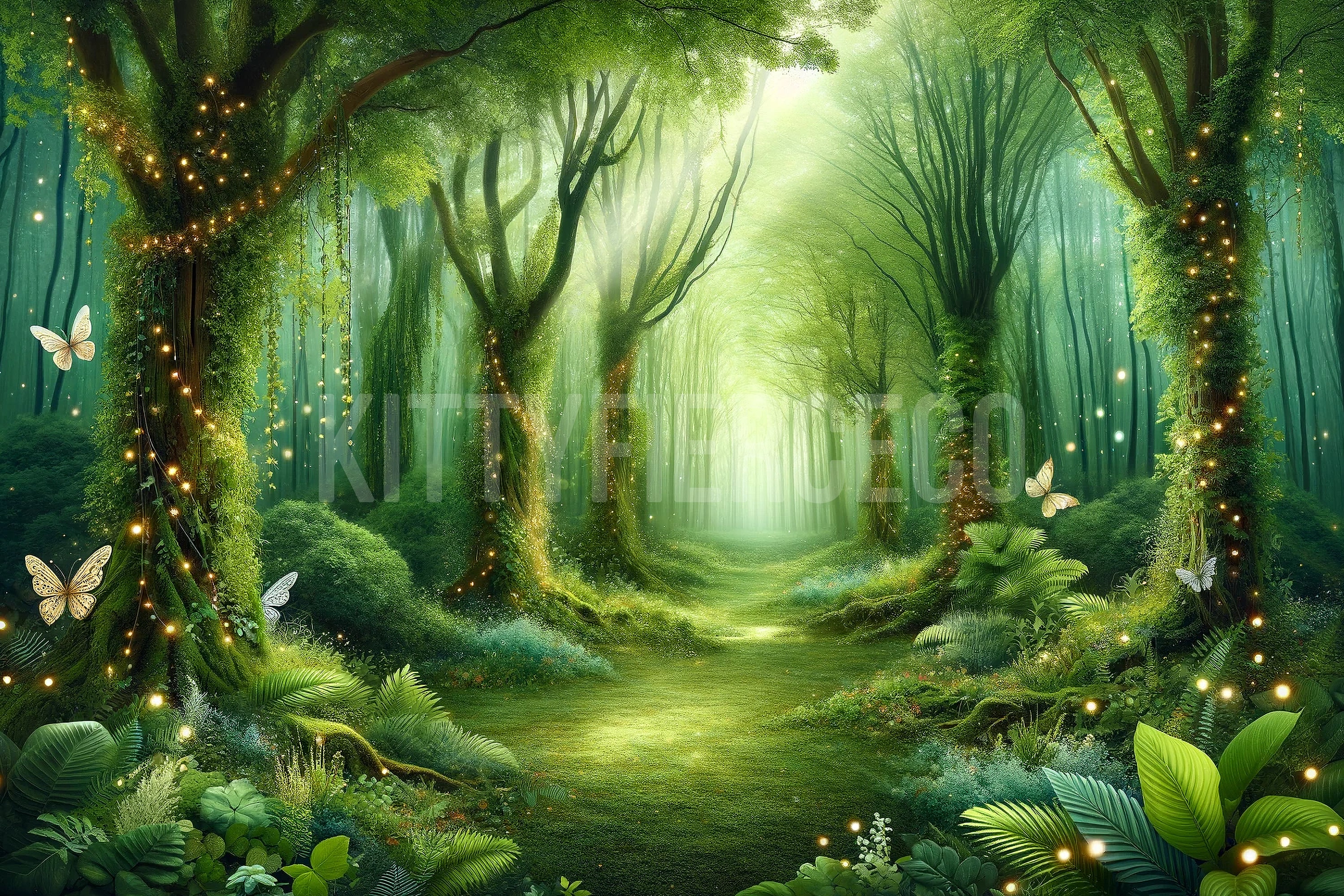 Fantasy Digital Backdrop Enchanted Forest Digital Background Green Magical Backdrop Overlay Studio Photography Backdrop