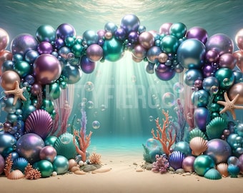 Mermaid Digital Backdrop  Underwater Digital Background Fairytale Fantasy Backdrop Overlay