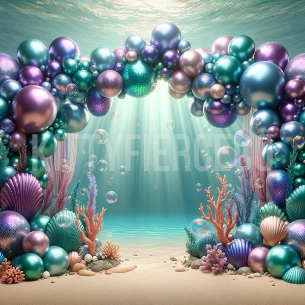 Mermaid Digital Backdrop  Underwater Digital Background Fairytale Fantasy Backdrop Overlay