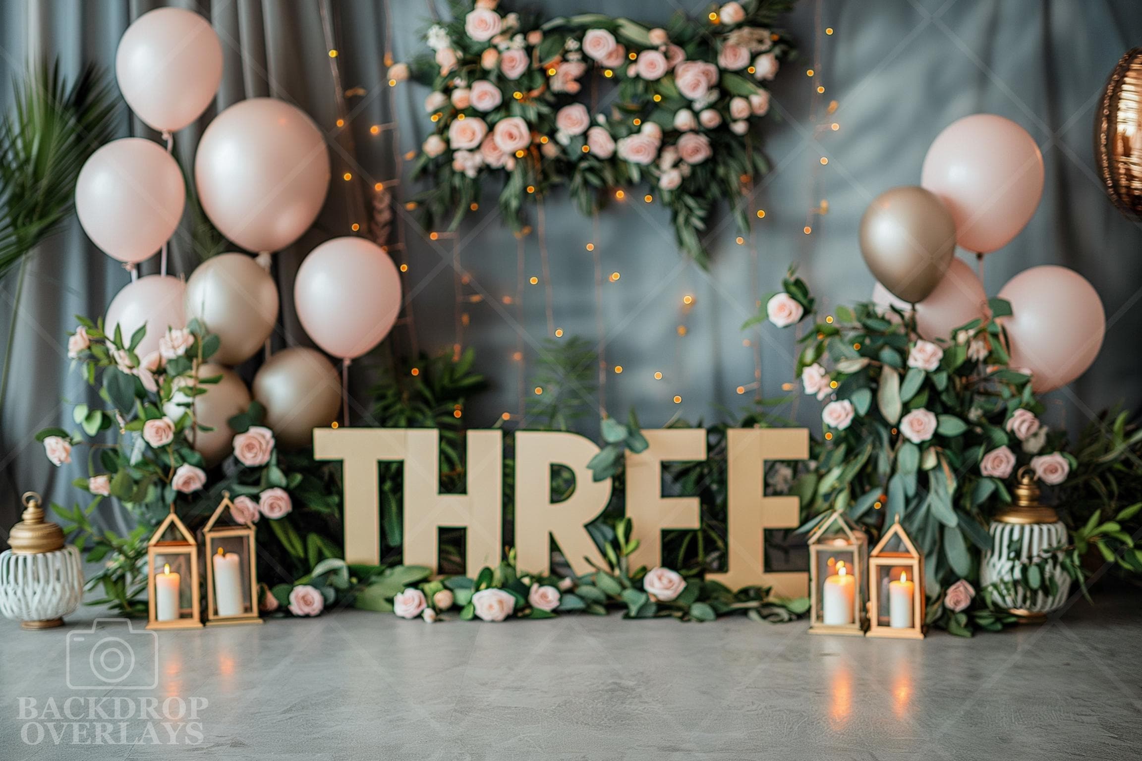 Third Birthday Digital Backdrops Cake Smash Studio Photo Prop Three ...