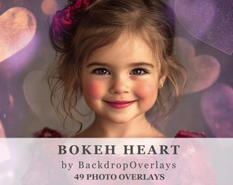 Heart Bokeh Photo Overlays Valentines Photography Overlays Digital Backdrop Bokeh Effects