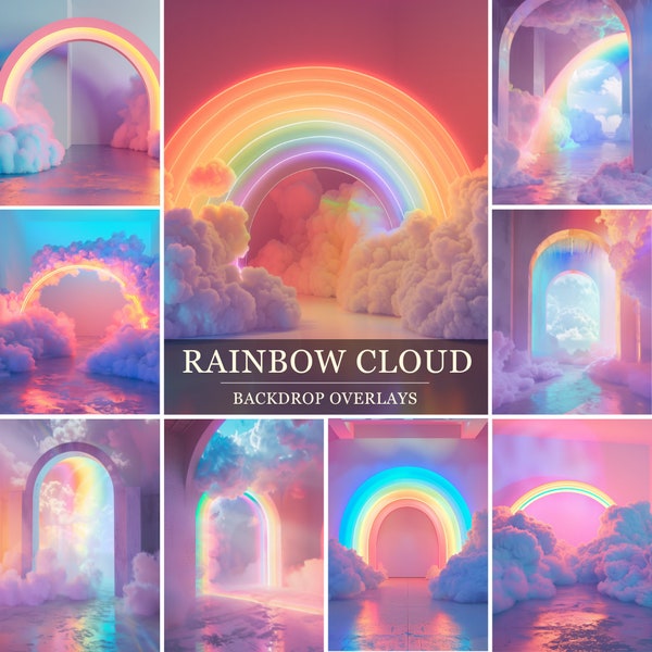 Rainbow Cloud Fantasy Digital Backdrops Dreamy Glamorous Fashion Portrait Backgrounds Composite Photography