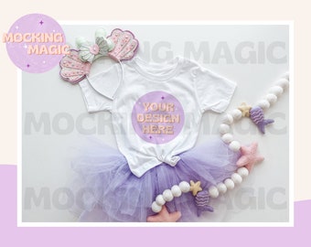 MAGICAL MERMAID MOUSE Ears Mock - White T Shirt Mock - Bella Canvas 3001 Mockup - Blank Shirt Mockup - Kids Toddler Youth T Shirt Mockup