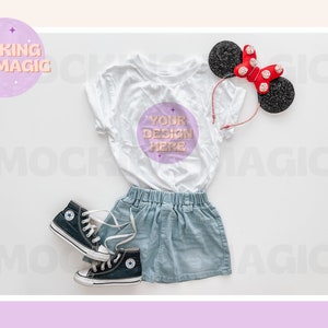 MAGICAL MOUSE EAR Mock - White T Shirt Mockup - Bella Canvas 3001 Mockup - Blank Shirt Mockup - Kids Toddler Youth Shirt Mockup - Mouse Ears