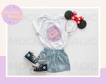 MAGICAL MOUSE EAR Mock - Maqueta de camiseta blanca - Maqueta Bella Canvas 3001 - Maqueta de camisa en blanco - Maqueta de camisa juvenil para niños pequeños - Orejas de ratón