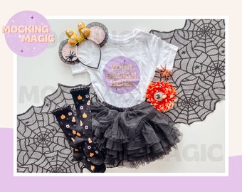 HALLLOWEEN SHIRT MOCK - White Shirt Mockup - Bella Canvas 3001 Magical Mouse Ear Blank Shirt Mockup - Baby Kids Toddler Youth T Shirt Mockup