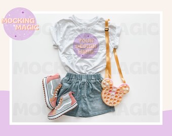 MAGICAL MOUSE EAR Mock - Maqueta de camiseta blanca - Maqueta Bella Canvas 3001 - Maqueta de camisa en blanco - Maqueta de camisa juvenil para niños pequeños - Orejas de ratón