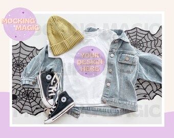 HALLLOWEEN SHIRT MOCK - White T Shirt Mockup - Bella Canvas 3001 Mockup - Blank Shirt Mockup - Baby Kids Toddler Youth Adult T Shirt Mockup