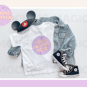 MAGICAL MOUSE EAR Mock - White T Shirt Mockup - Bella Canvas 3001 Mockup - Blank Shirt Mockup - Kids Toddler Youth Shirt Mockup - Mouse Ears
