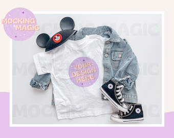 MAGICAL MOUSE EAR Mock - Maqueta de camiseta blanca - Maqueta Bella Canvas 3001 - Maqueta de camisa en blanco - Maqueta de camisa juvenil para niños pequeños - Orejas de ratón