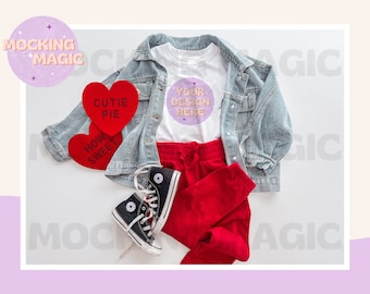 VALENTINE'S DAY MOCKUP - White T Shirt Mockup - Bella Canvas 3001 Mockup - Blank Shirt Mockup - Baby Kids Toddler Youth Adult T Shirt Mockup