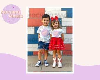 Patriotic 4th of July Toddler Kids Shirt Mockup - Bella Canvas 3001 Comfort Colors 1717 Mockups - White Shirt Mockup - Fourth of July Mock
