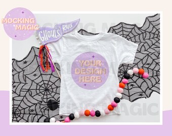 HALLLOWEEN SHIRT MOCK - Maqueta de camiseta blanca - Maqueta Bella Canvas 3001 - Maqueta de camisa en blanco - Maqueta de camiseta para adultos jóvenes y niños pequeños