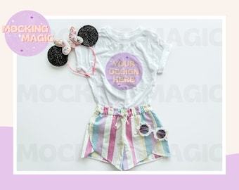 MAGICAL MOUSE EAR Mock - Maqueta de camiseta blanca - Maqueta Bella Canvas 3001 - Maqueta de camisa en blanco - Maqueta de camisa juvenil para niños pequeños - Orejas de ratón