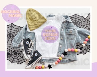 HALLLOWEEN SHIRT MOCK - Maqueta de camiseta blanca - Maqueta Bella Canvas 3001 - Maqueta de camisa en blanco - Maqueta de camiseta para adultos jóvenes y niños pequeños