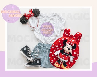MOCKUP DE RATÓN MÁGICO - Maqueta de camiseta blanca - Maqueta Bella Canvas 3001 - Maqueta de camisa en blanco - Maqueta de camiseta juvenil para niños pequeños - Orejas de ratón