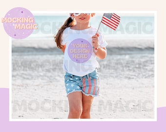 4TH of JULY Shirt MOCK - White T Shirt Mockup - Bella Canvas 3001 Mockup - Blank Shirt Mockup - Baby Kids Toddler Youth T Shirt Mockup - USA