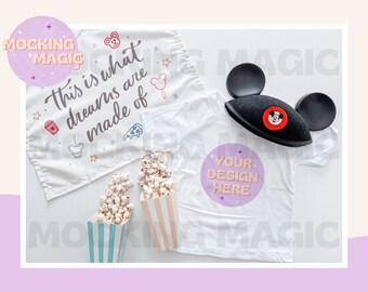 MAGICAL MOUSE EAR Mock - Maqueta de camiseta blanca - Maqueta Bella Canvas 3001 - Maqueta de camisa en blanco - Maqueta de camisa juvenil para niños pequeños - Orejas de ratón