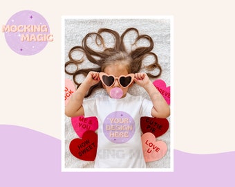 VALENTINE'S DAY MOCKUP - White T Shirt Mockup - Bella Canvas 3001 Mockup - Blank Shirt Mockup - Baby Kids Toddler Valentine's T Shirt Mockup
