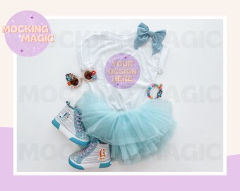 MOCKUP - Maqueta de camiseta blanca - Maqueta Bella Canvas 3001 - Maqueta de camisa en blanco - Maqueta de camiseta juvenil para niños pequeños - Maqueta azul - Camiseta azul