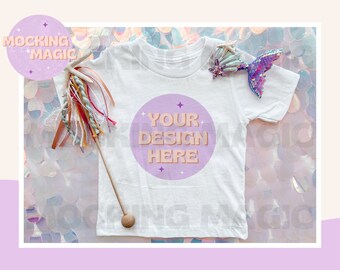 SUMMER MERMAID Shirt MOCK - Maqueta de camiseta blanca - Maqueta Bella Canvas 3001 - Maqueta de camisa en blanco - Maqueta de camiseta juvenil para niños pequeños