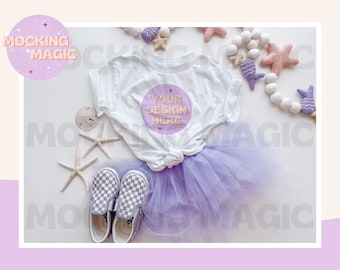 SUMMER MERMAID Shirt MOCK - Maqueta de camiseta blanca - Maqueta Bella Canvas 3001 - Maqueta de camisa en blanco - Maqueta de camiseta juvenil para niños pequeños