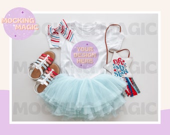 4 DE JULIO Camisa MOCK - Maqueta de camiseta blanca - Maqueta Bella Canvas 3001 - Maqueta de camisa en blanco - Maqueta de camiseta juvenil para niños pequeños - EE. UU.