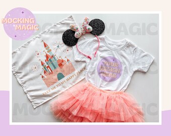 MAGICAL MOUSE EAR Mock - Maqueta de camiseta blanca - Maqueta Bella Canvas 3001 - Maqueta de camisa en blanco - Maqueta de camisa juvenil para niños pequeños - Orejas de ratón