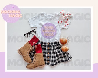 SCHOOL SHIRT MOCK - Back to School - First Day of School - Last Day of School - Blank White Bella Canvas 3001 Kid Toddler Youth Teacher Mock