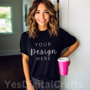 Comfort Colors C1717 Mockup, Black Shirt Mockup, 1717 Black Mockup, Boho Model Mockup, Oversized Shirt Mockup, Black T-Shirt Mockup