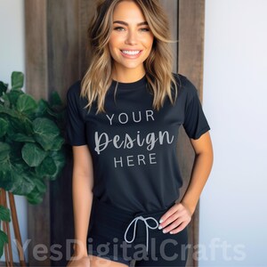 Comfort Colors C1717 Mockup, Black Shirt Mockup, 1717 Black Mockup, Boho Model Mockup, Oversized Shirt Mockup, Black T-Shirt Mockup