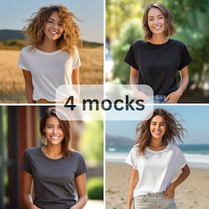 Bella Canvas 3001 Mock, Tshirt Mockup, Styled Shirt Mockup, Summer Mockup, Womens Tee Mock, White T-Shirt Mockup, Black Tshirt mock