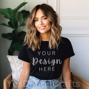 Comfort Colors C1717 Mockup, Black Shirt Mockup, 1717 Black Mockup, Boho Model Mockup, Oversized Shirt Mockup, Black T-Shirt Mockup