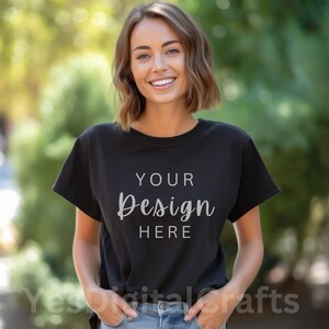 Black Bella Canvas 3001 Mock, Tshirt Mockup, Styled Shirt Mockup, Summer Mockup, Womens Tee Mock, Black T-Shirt Mockup, Black Tshirt mock