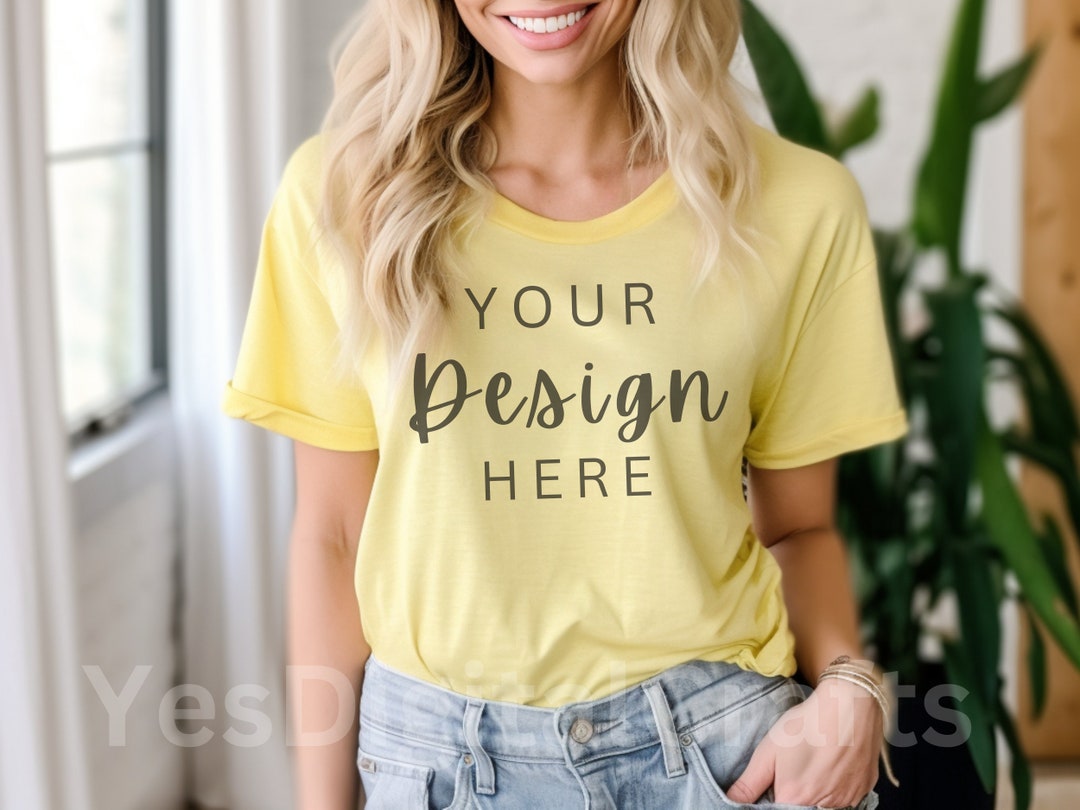 Yellow Bella Canvas Shirt Mockup Bella Canvas Yellow 3001 Tshirt Mockup ...