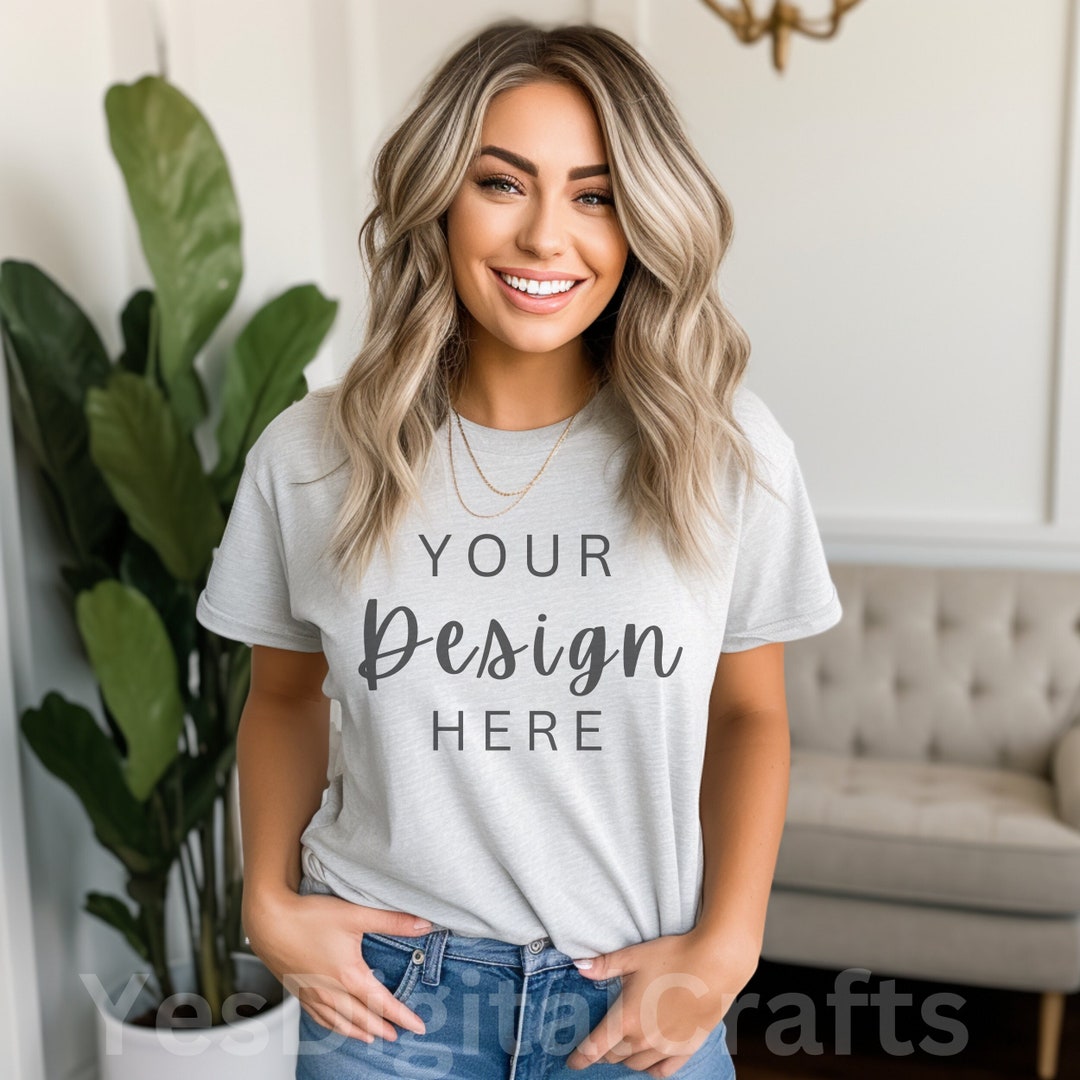 Ash Bella Canvas 3001 Mock Ash Grey Tshirt Mockup Styled - Etsy