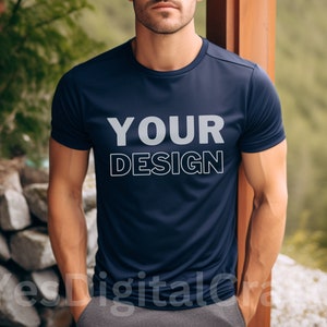 Navy Bella Canvas 3001 Mock, Tshirt Mockup, Styled Shirt Mockup, Professional Male Tshirt Mock, Navy T-Shirt Mockup Navy Tshirt mock