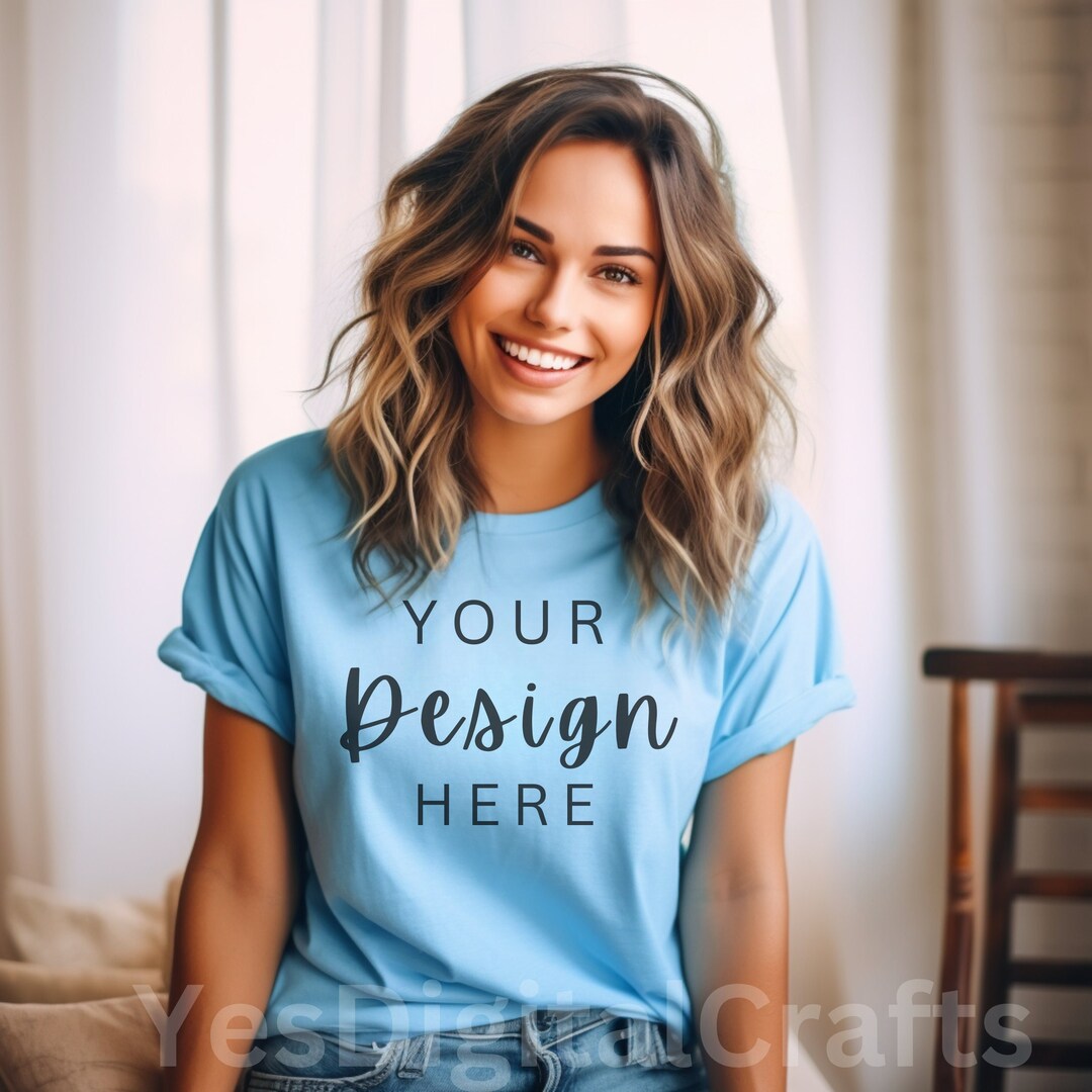 Bella Canvas 3001 Tshirt Mockup Ocean Blue Bella Canvas Shirt Mockup